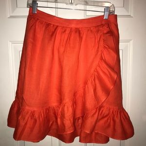 J Crew Linen Ruffled Skirt, Size 4